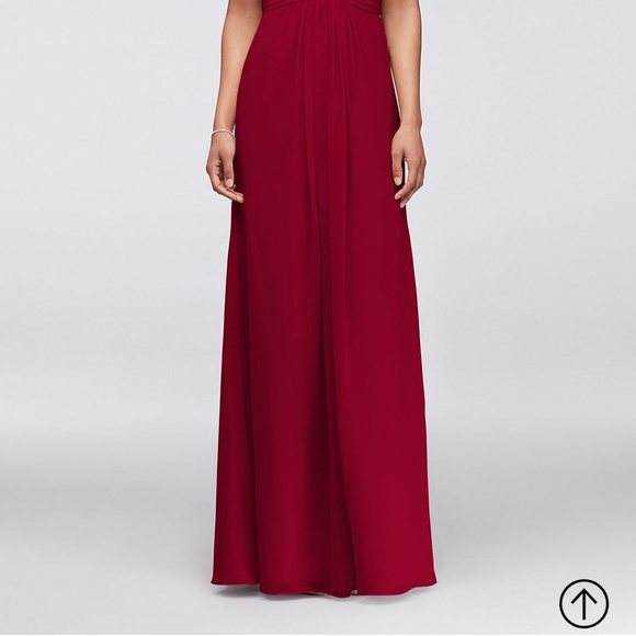 Long Strapless Chiffon Dress and Pleated Bodice - Picture 8 of 8